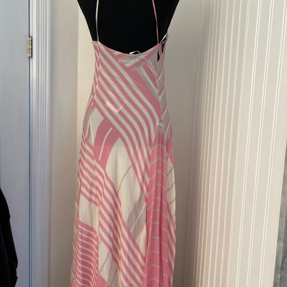 NWT Zara Coastal Flowy Spagetti Strap Pink Maxi Dress - Picture 3 of 4